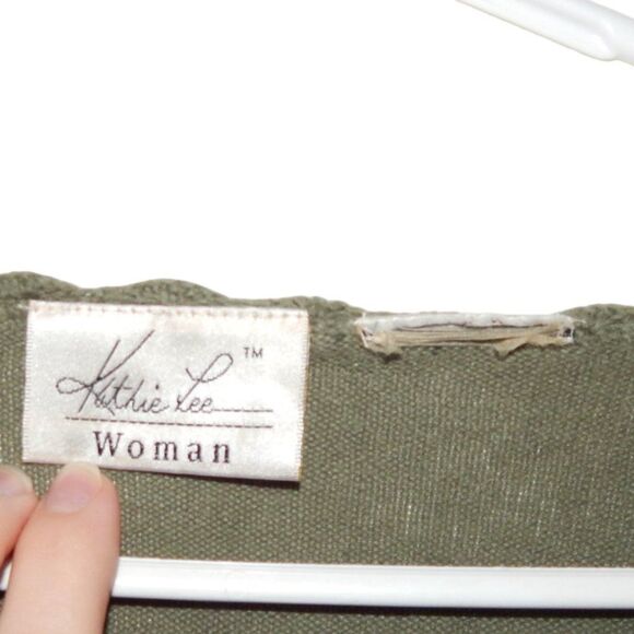 KATHIE LEE women's small thin olive green button front cardigan sweater - Picture 5 of 11
